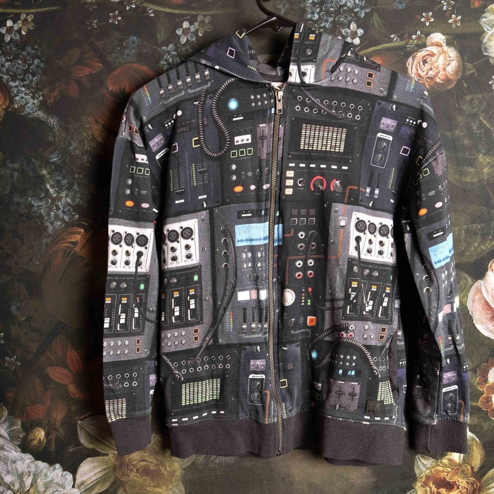 Molo telecom circuit board aerospace print hoodie, size youth 14